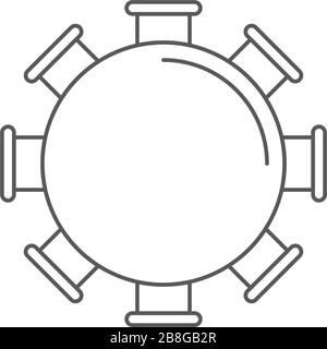 Round table and chairs top view vector icon isolated on white background Stock Vector