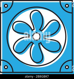 Computer cooler vector icon symbol isolated on white background Stock Vector