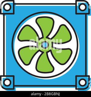Computer cooler vector icon symbol isolated on white background Stock Vector
