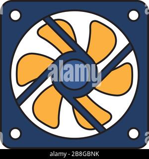 Computer cooler vector icon symbol isolated on white background Stock Vector