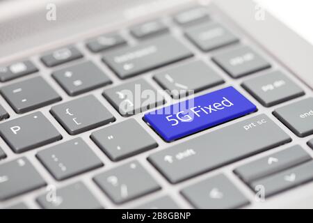 Set of 5G service communication computing architecture concept shown on enter key on notebook keyboard Stock Photo