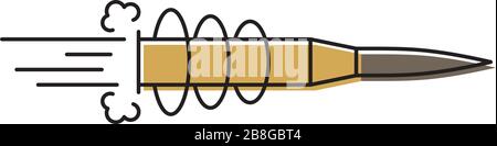 Flying bullet vector icon symbol isolated on white background Stock Vector