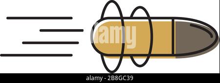 Flying bullet vector icon symbol isolated on white background Stock Vector