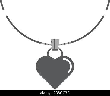 Heart necklace vector icon symbol isolated on white background Stock Vector