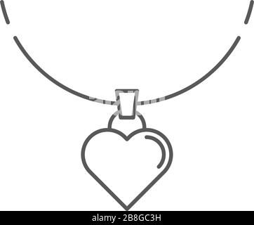 Heart necklace vector icon symbol isolated on white background Stock Vector