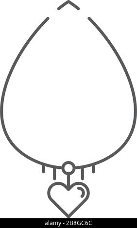 Heart necklace vector icon symbol isolated on white background Stock Vector