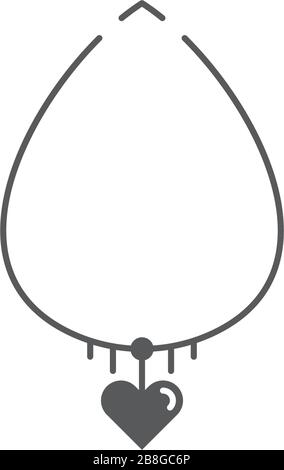 Heart necklace vector icon symbol isolated on white background Stock Vector