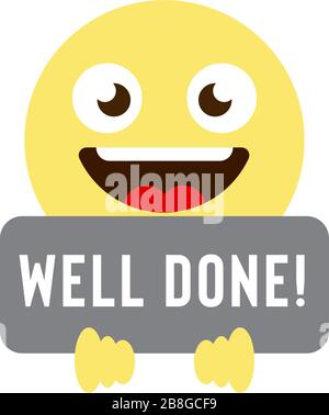 well done emoticons vector icon symbol isolated on white background Stock Vector