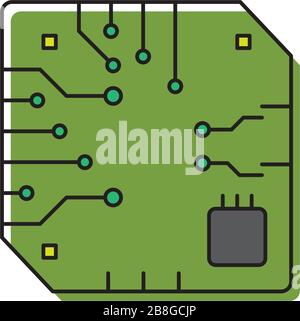 Motherboard CPU processor vector icon isolated on white background Stock Vector