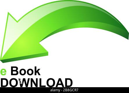 Ebook download with green arrow vector icon, isolated on white background Stock Vector