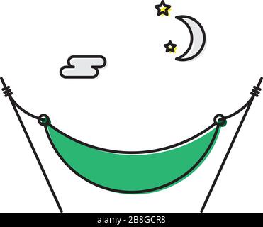 Sleep hammock vector icon symbol isolated on white background Stock Vector
