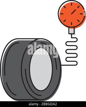 Tire pressure gauge vector icon symbol isolated on white background Stock Vector