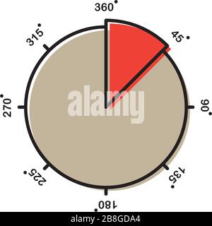 45 Degrees Angle vector icon symbol isolated on white background Stock Vector
