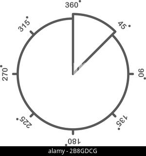 45 Degrees Angle vector icon symbol isolated on white background Stock Vector