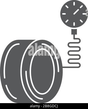 Tire pressure gauge vector icon symbol isolated on white background Stock Vector