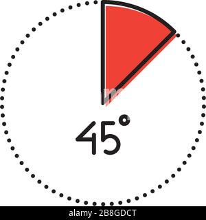 45 Degrees Angle vector icon symbol isolated on white background Stock Vector