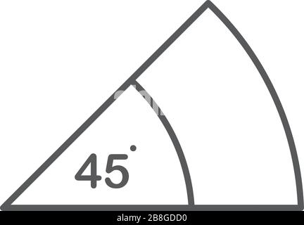 45 Degrees Angle vector icon symbol isolated on white background Stock Vector