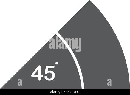 45 Degrees Angle vector icon symbol isolated on white background Stock Vector