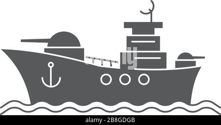 Battleship vector icon navy symbol isolated on white background Stock Vector