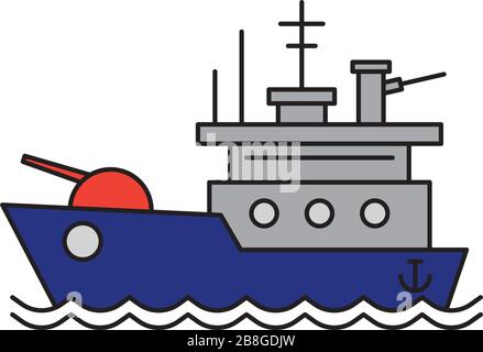 Battleship vector icon navy symbol isolated on white background Stock Vector