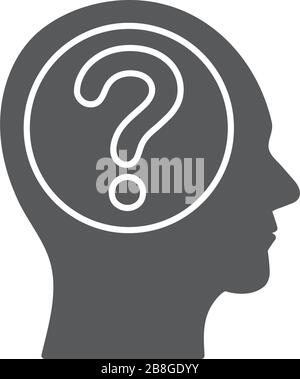 Head with question mark vector icon isolated on white background Stock Vector