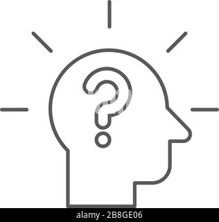 Head with question mark vector icon isolated on white background Stock Vector