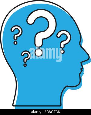 Head with question mark vector icon isolated on white background Stock Vector