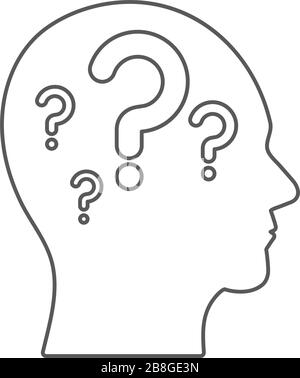 Head with question mark vector icon isolated on white background Stock Vector