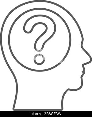 Head with question mark vector icon isolated on white background Stock Vector