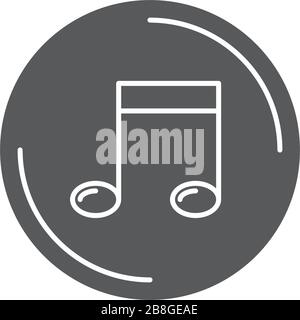 Music note button vector icon symbol isolated on white background Stock Vector