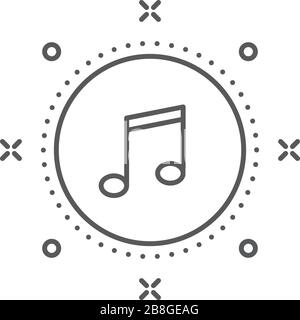 Music note button vector icon symbol isolated on white background Stock Vector