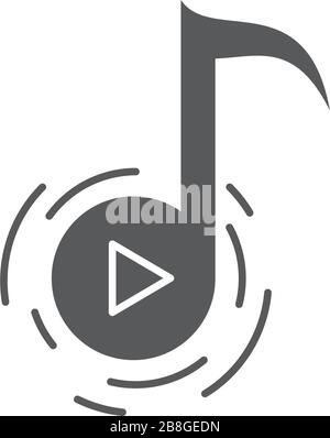 Music note button vector icon symbol isolated on white background Stock Vector