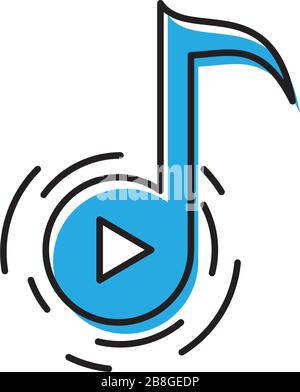 Music note button vector icon symbol isolated on white background Stock Vector