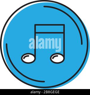 Music note button vector icon symbol isolated on white background Stock Vector