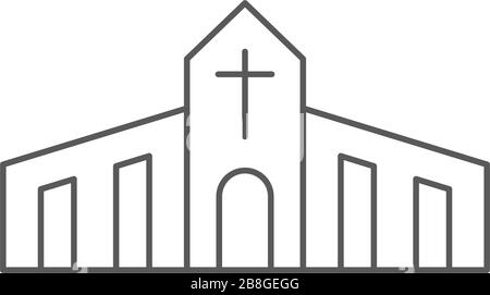Church building vector icon symbol Christian isolated on white background Stock Vector