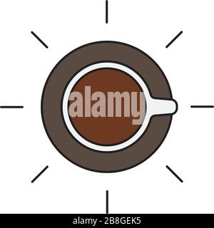 Coffee cup top view vector icon flat, isolated background Stock Vector