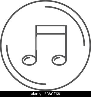 Music note button vector icon symbol isolated on white background Stock Vector