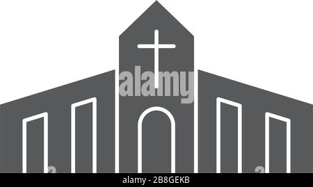 Church building vector icon symbol Christian isolated on white background Stock Vector