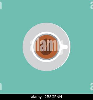 Coffee cup top view vector icon flat, isolated background Stock Vector