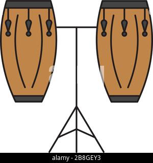 Conga drum vector icon symbol isolated on white background Stock Vector