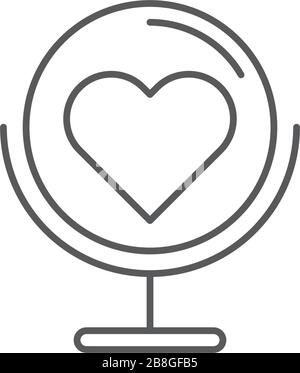 Globe with heart vector icon symbol isolated on white background Stock Vector