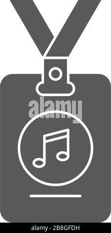 Music staff badge vector icon symbol isolated on white background Stock Vector