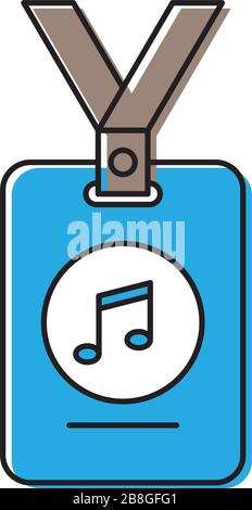 Music staff badge vector icon symbol isolated on white background Stock Vector