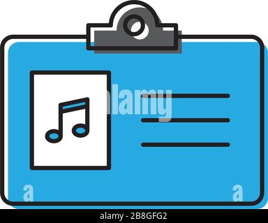 Music staff badge vector icon symbol isolated on white background Stock Vector