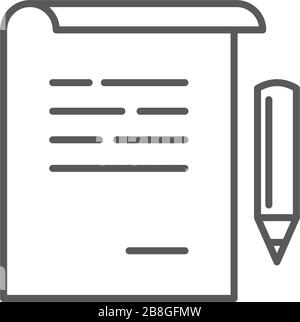 Paper and pencil vector icon symbol isolated on white background Stock Vector