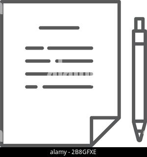 Paper and pencil vector icon symbol isolated on white background Stock Vector