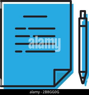 Paper and pencil vector icon symbol isolated on white background Stock Vector