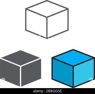 set of 3D cube with different style isolated on white background Stock Vector