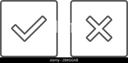 Check box line icons set isolated on white background Stock Vector