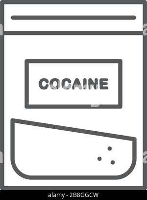 set of cocaine packet vector icon isolated on white background Stock Vector